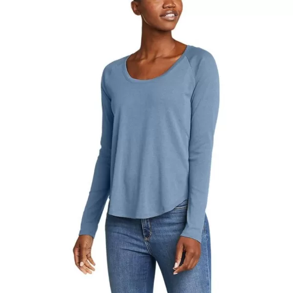 imageEddie Bauer Womens Stines LongSleeve Raglan Scoop Neck TShirtChambray Blue