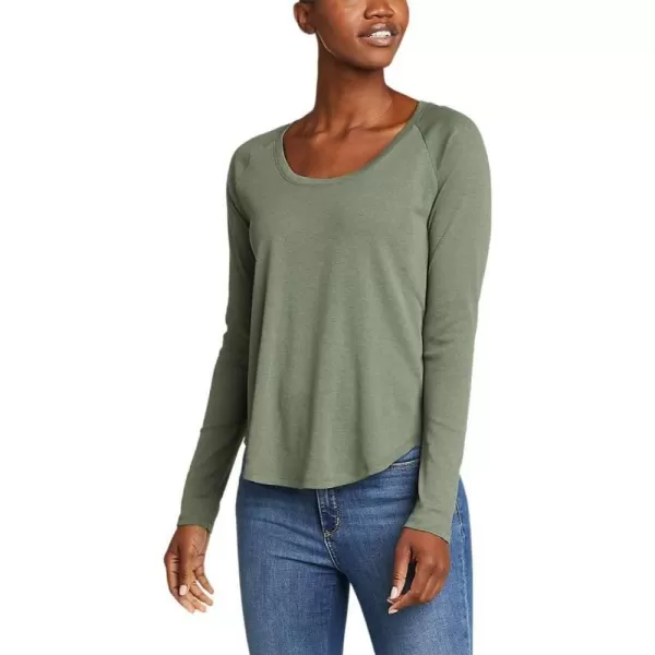 imageEddie Bauer Womens Stines LongSleeve Raglan Scoop Neck TShirtMineral Green