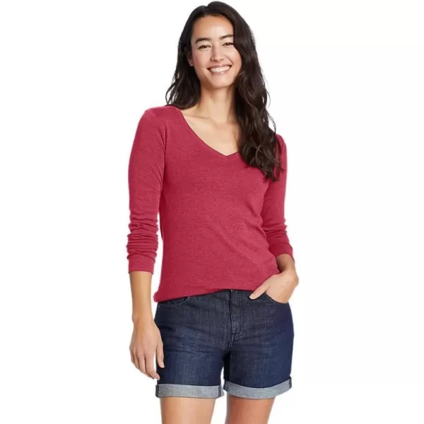 imageEddie Bauer Womens Stines LongSleeve VNeck TShirtDark Pink