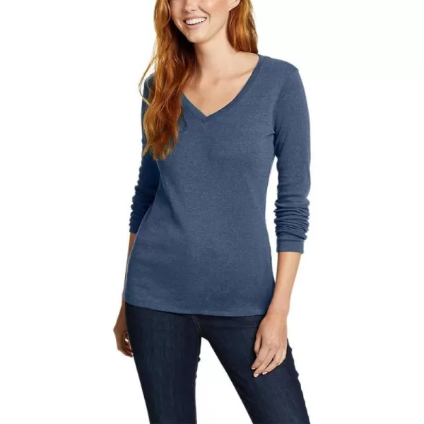 imageEddie Bauer Womens Stines LongSleeve VNeck TShirtDusted Indigo
