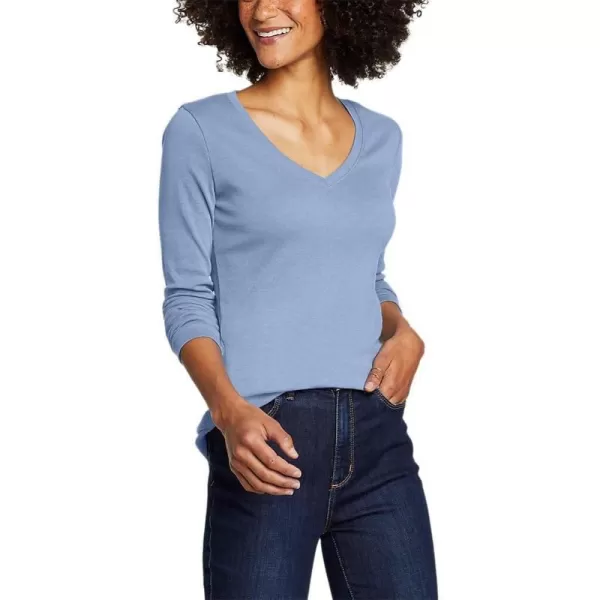 imageEddie Bauer Womens Stines LongSleeve VNeck TShirtDusty Blue