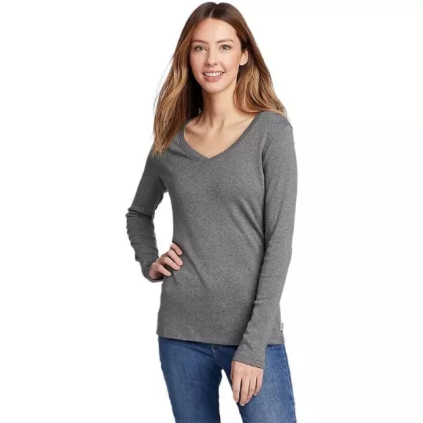 imageEddie Bauer Womens Stines LongSleeve VNeck TShirtMed Htr Gray