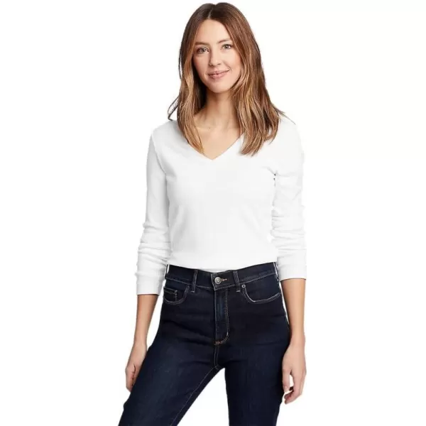 imageEddie Bauer Womens Stines LongSleeve VNeck TShirtWhite