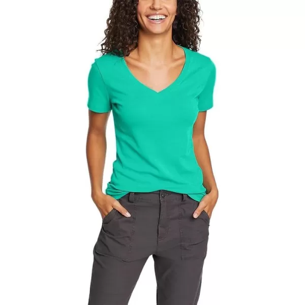 imageEddie Bauer Womens Stines ShortSleeve VNeck TShirtLt Emerald