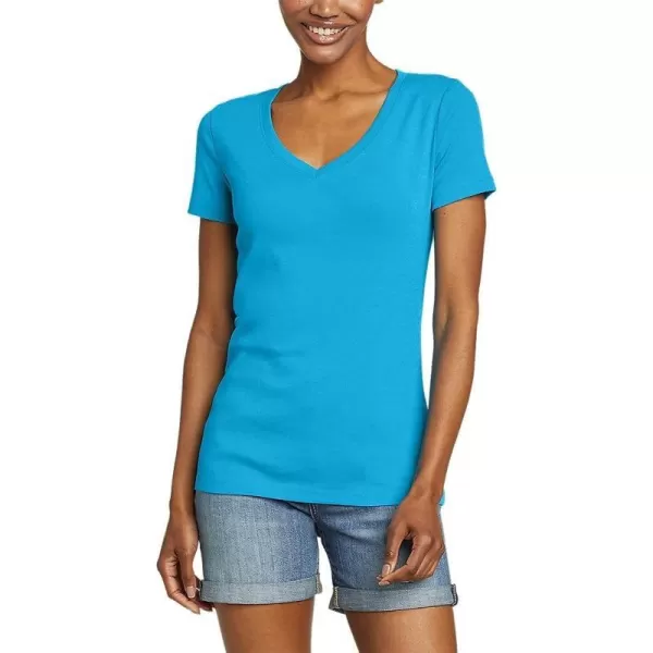 imageEddie Bauer Womens Stines ShortSleeve VNeck TShirtTropical Blue