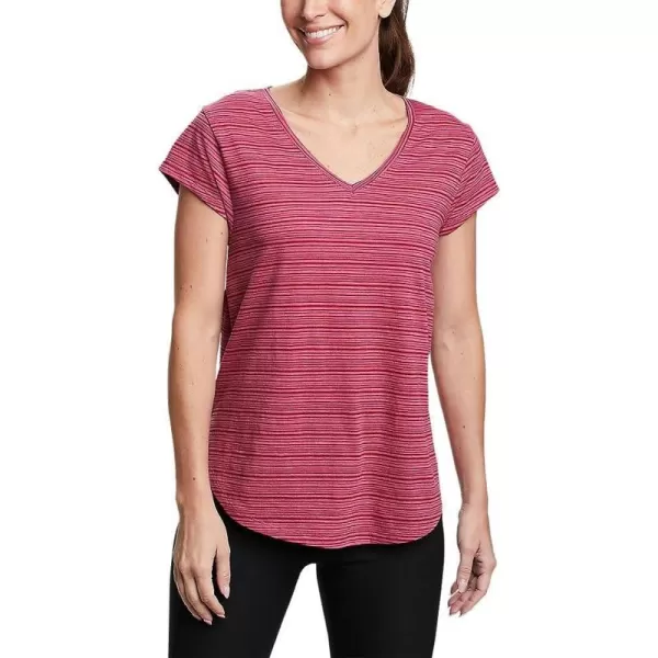 imageEddie Bauer Womens Tryout ShortSleeve VNeck TShirt  PrintBerry