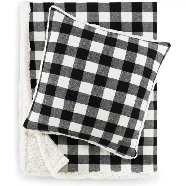 imageEddie BauerPolyester Throw Blanket with Pillow Reversible FlannelSherpa Bedding Set Buffalo Plaid Home Decor for All Seasons 1 Count Pack of 1 RedBlack CheckBlackWhite Check