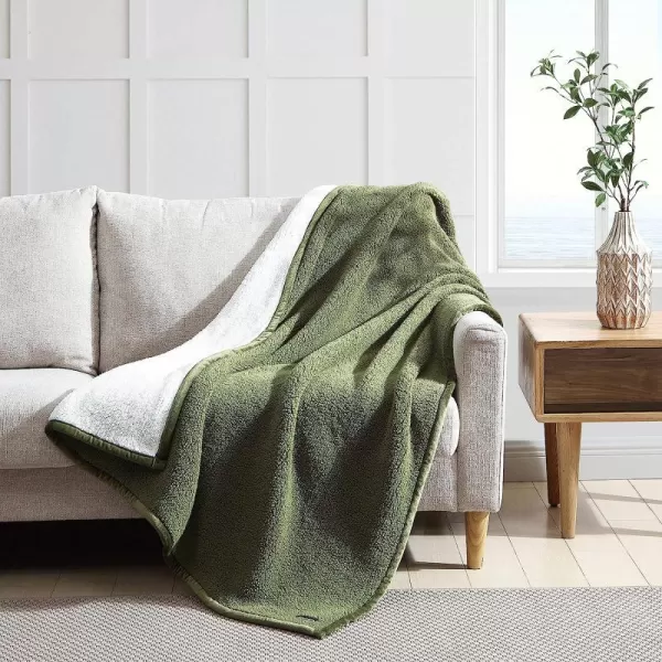 imageEddie BauerThrow Blanket Ultra Soft Plush Sherpa Home Dcor Reversible All Season Bedding Solid BrownIvory 50 x 60Throw Solid GreenIvory