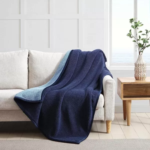 imageEddie BauerThrow Blanket Ultra Soft Plush Sherpa Home Dcor Reversible All Season Bedding Solid BrownIvory 50 x 60Throw Solid NavyLight Blue