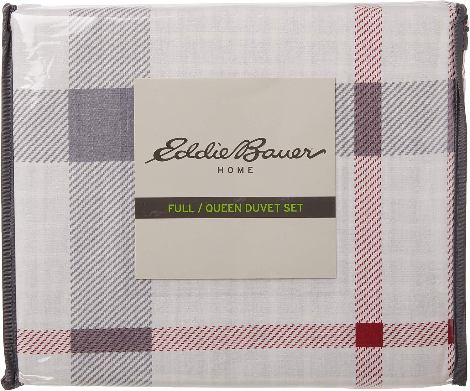 imageEddie Bauer  Queen Duvet Cover Set Reversible Cotton Bedding with Matching Shams Stylish Home Decor Portage Bay Grey QueenQueen