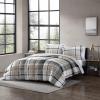 imageEddie Bauer  King Comforter Set Reversible Cotton Bedding with Matching Shams PreWashed for Added Softness Kingston Charcoal KingNormandy Plaid Grey