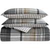 imageEddie Bauer  King Comforter Set Reversible Cotton Bedding with Matching Shams PreWashed for Added Softness Kingston Charcoal KingNormandy Plaid Grey
