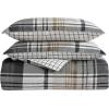 imageEddie Bauer  King Comforter Set Reversible Cotton Bedding with Matching Shams PreWashed for Added Softness Kingston Charcoal KingNormandy Plaid Grey