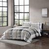 imageEddie Bauer  King Comforter Set Reversible Cotton Bedding with Matching Shams PreWashed for Added Softness Kingston Charcoal KingNormandy Plaid Grey