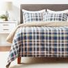 imageEddie Bauer  King Comforter Set Reversible Cotton Bedding with Matching Shams PreWashed for Added Softness Kingston Charcoal KingPort Gamble Blue