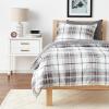 imageEddie Bauer  Queen Comforter Set Reversible Cotton Bedding with Matching Shams Plaid Home Decor for All Seasons Alder GreyRed QueenTwin
