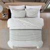 imageEddie Bauer Duvet Cover Set Soft Bedding with Matching Shams Buttons ampamp Corner Ties to Ensure Placement Striped Room Decor King NeutralCooper Stripe Green