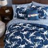imageEddie Bauer Kids  Kids Comforter Set Super Soft Reversible Toddler Bedding with Matching Sham ampamp Bonus Decorative Pillow Ideal Boy Room Essentials Preston Check Blue TwinVinny  Shark Friends Blue