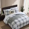 imageEddie Bauer Queen Comforter Set Reversible Microsuede Bedding with Matching Shams Casual Home Decor Normandy Plaid Black QueenAlder BlueGrey