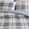 imageEddie Bauer Queen Comforter Set Reversible Microsuede Bedding with Matching Shams Casual Home Decor Normandy Plaid Black QueenAlder BlueGrey