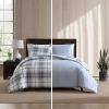 imageEddie Bauer Queen Comforter Set Reversible Microsuede Bedding with Matching Shams Casual Home Decor Normandy Plaid Black QueenAlder BlueGrey