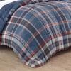 imageEddie Bauer Queen Comforter Set Reversible Microsuede Bedding with Matching Shams Casual Home Decor Normandy Plaid Black QueenMedium Indigo