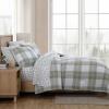 imageEddie Bauer Queen Comforter Set Reversible Microsuede Bedding with Matching Shams Casual Home Decor Normandy Plaid Black QueenMountain Embroidery Plaid Green
