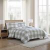 imageEddie Bauer Queen Comforter Set Reversible Microsuede Bedding with Matching Shams Casual Home Decor Normandy Plaid Black QueenMountain Embroidery Plaid Green