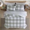 imageEddie Bauer Queen Comforter Set Reversible Microsuede Bedding with Matching Shams Casual Home Decor Normandy Plaid Black QueenMountain Embroidery Plaid Green