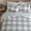 imageEddie Bauer Queen Comforter Set Reversible Microsuede Bedding with Matching Shams Casual Home Decor Normandy Plaid Black QueenMountain Embroidery Plaid Green