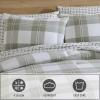 imageEddie Bauer Queen Comforter Set Reversible Microsuede Bedding with Matching Shams Casual Home Decor Normandy Plaid Black QueenMountain Embroidery Plaid Green