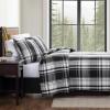 imageEddie Bauer Queen Comforter Set Reversible Microsuede Bedding with Matching Shams Casual Home Decor Normandy Plaid Black QueenSaddle Mountain Plaid Black