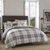 imageEddie Bauer  Queen Comforter Set Reversible Cotton Bedding with Matching Shams Plaid Home Decor for All Seasons Alder GreyRed QueenQueen