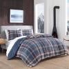 imageEddie Bauer Queen Comforter Set Reversible Microsuede Bedding with Matching Shams Casual Home Decor Normandy Plaid Black QueenMedium Indigo