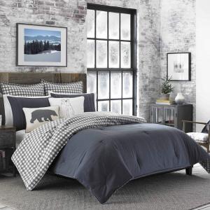 imageEddie Bauer  King Comforter Set Reversible Cotton Bedding with Matching Shams PreWashed for Added Softness Kingston Charcoal KingKingston Charcoal