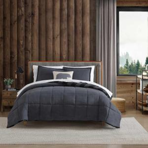 imageEddie Bauer  King Comforter Set Reversible Sherpa Bedding with Matching Shams Cozy ampamp Warm Home Decor Sherwood Brown KingCabin Plaid Grey