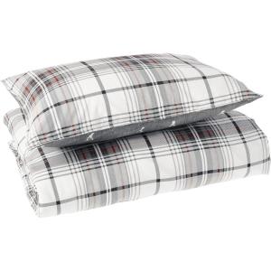 imageEddie Bauer  Queen Comforter Set Reversible Cotton Bedding with Matching Shams Plaid Home Decor for All Seasons Alder GreyRed QueenTwin