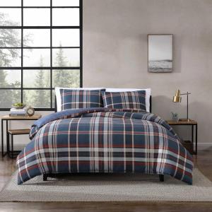 imageEddie Bauer  Queen Duvet Cover Reversible Bedding Set with Matching Shams Cozy Home Decor Shasta Lake Navy QueenNavy