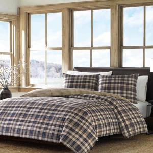 imageEddie Bauer  Queen Duvet Cover Set Reversible Bedding with Matching Shams Plaid Home Decor for All Seasons Port Gamble Blue QueenTwin
