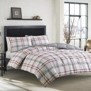 imageEddie Bauer  Queen Duvet Cover Set Reversible Cotton Bedding with Matching Shams Stylish Home Decor Portage Bay Grey QueenKing
