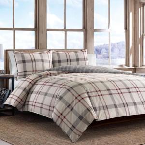 imageEddie Bauer  Queen Duvet Cover Set Reversible Cotton Bedding with Matching Shams Stylish Home Decor Portage Bay Grey QueenQueen