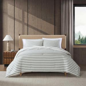 imageEddie Bauer Duvet Cover Set Soft Bedding with Matching Shams Buttons ampamp Corner Ties to Ensure Placement Striped Room Decor King NeutralCooper Stripe Green