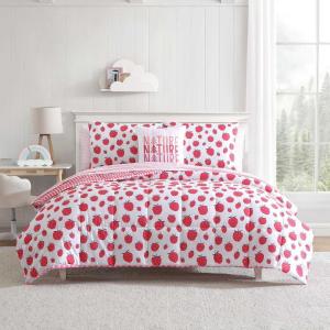 imageEddie Bauer Kids  Kids Comforter Set Super Soft Reversible Toddler Bedding with Matching Sham ampamp Bonus Decorative Pillow Ideal Boy Room Essentials Preston Check Blue TwinStrawberry Field Pink