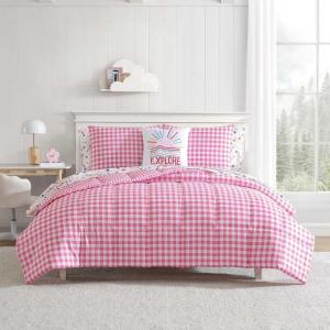 imageEddie Bauer Kids  Kids Comforter Set Super Soft Reversible Toddler Bedding with Matching Sham ampamp Bonus Decorative Pillow Ideal Boy Room Essentials Preston Check Blue TwinPreston Check Pink