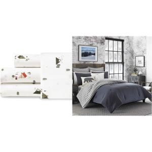 imageEddie Bauer Queen Comforter Set Reversible Microsuede Bedding with Matching Shams Casual Home Decor Normandy Plaid Black QueenKingston Charcoal