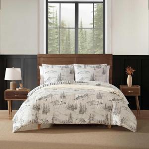 imageEddie Bauer Queen Comforter Set Reversible Microsuede Bedding with Matching Shams Casual Home Decor Normandy Plaid Black QueenRocky Mountain Cabin Grey