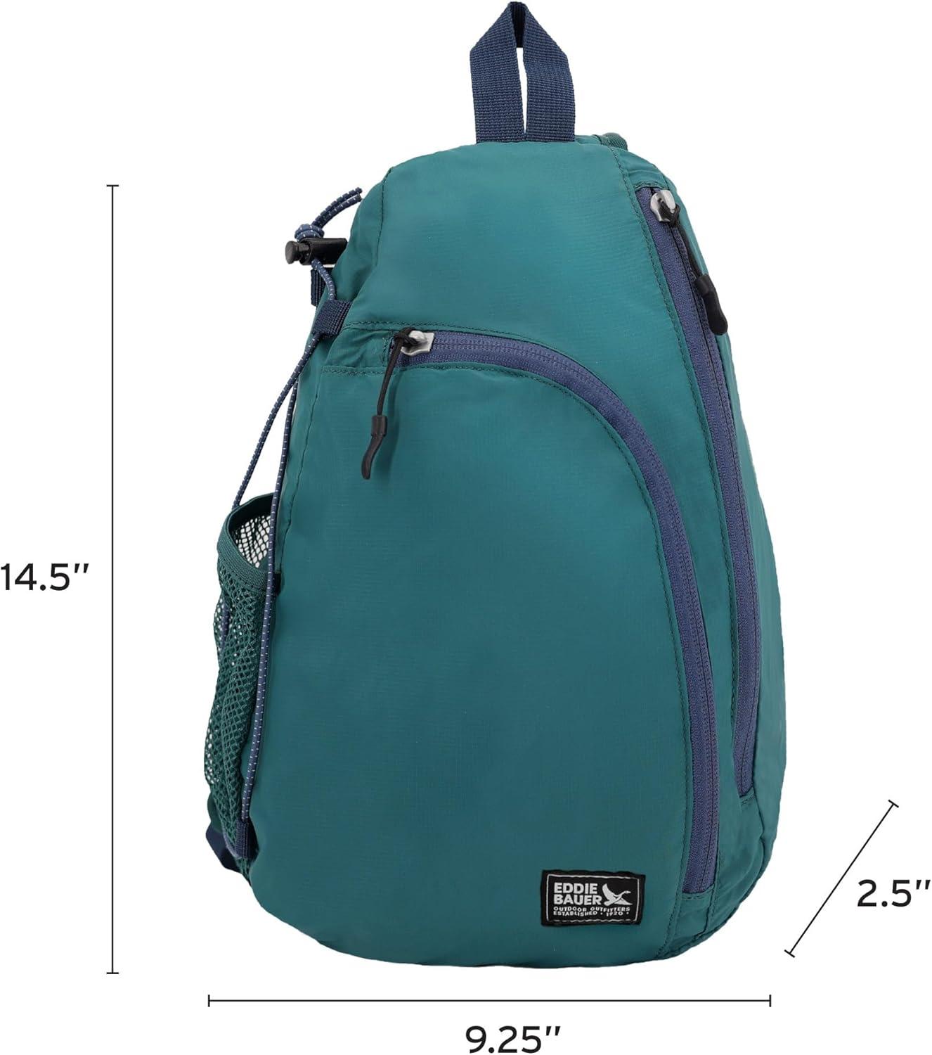 imageEddie Bauer Ripstop 8L Shoulder Sling Pack with Padded AirMesh Adjustable Crossbody Strap Black One SizeDark Evergreen