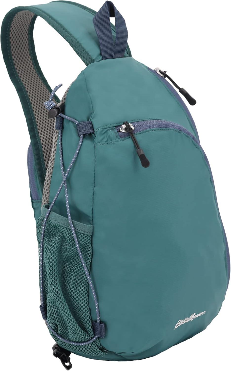 imageEddie Bauer Ripstop 8L Shoulder Sling Pack with Padded AirMesh Adjustable Crossbody Strap Black One SizeDark Evergreen