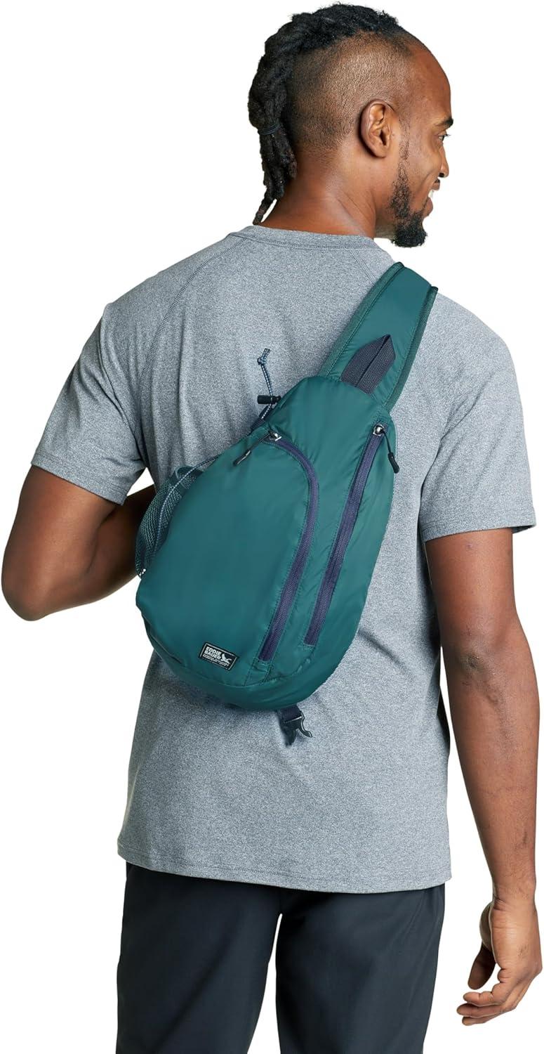 imageEddie Bauer Ripstop 8L Shoulder Sling Pack with Padded AirMesh Adjustable Crossbody Strap Black One SizeLight Aqua