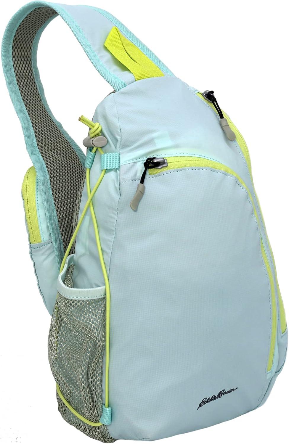 imageEddie Bauer Ripstop 8L Shoulder Sling Pack with Padded AirMesh Adjustable Crossbody Strap Black One SizeLight Aqua
